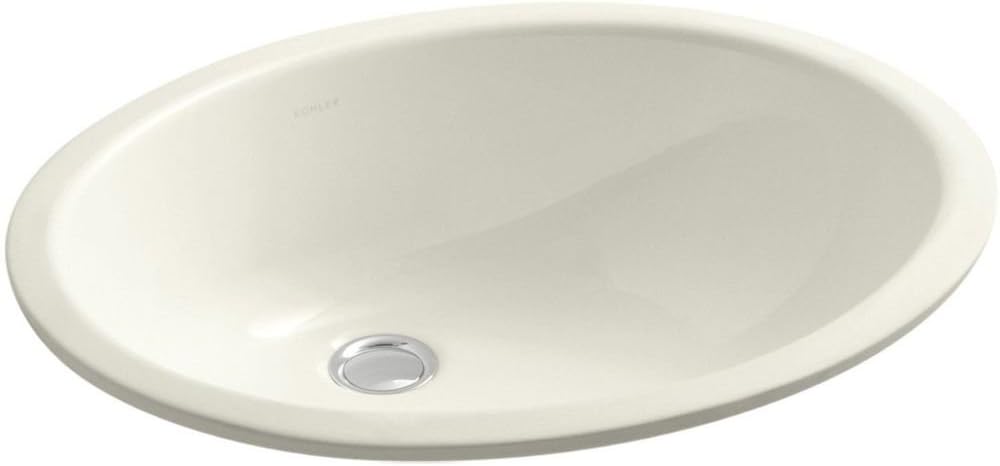 KOHLER 2210-96 Caxton Under-Mount Bathroom Sink, Include Overflow Drain, Fits 14' x17' Cutouts, Undermount Installation, Biscuit