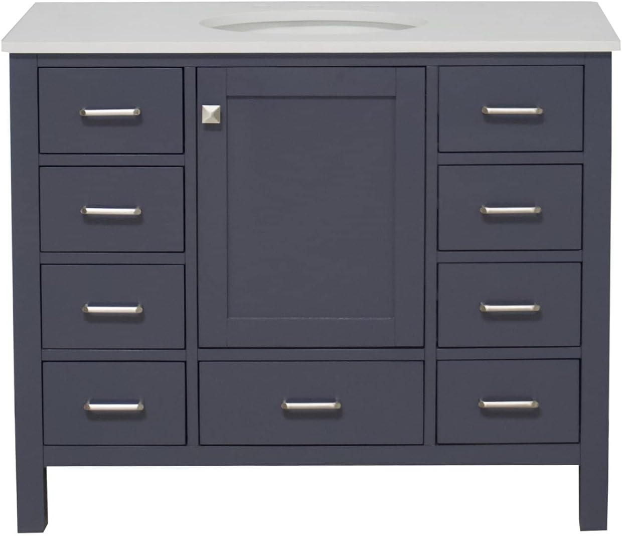 Horizon 42-inch Bathroom Vanity (Engineered White/Marine Gray): Includes Marine Gray Cabinet with Engineered White Countertop and White Ceramic Sink