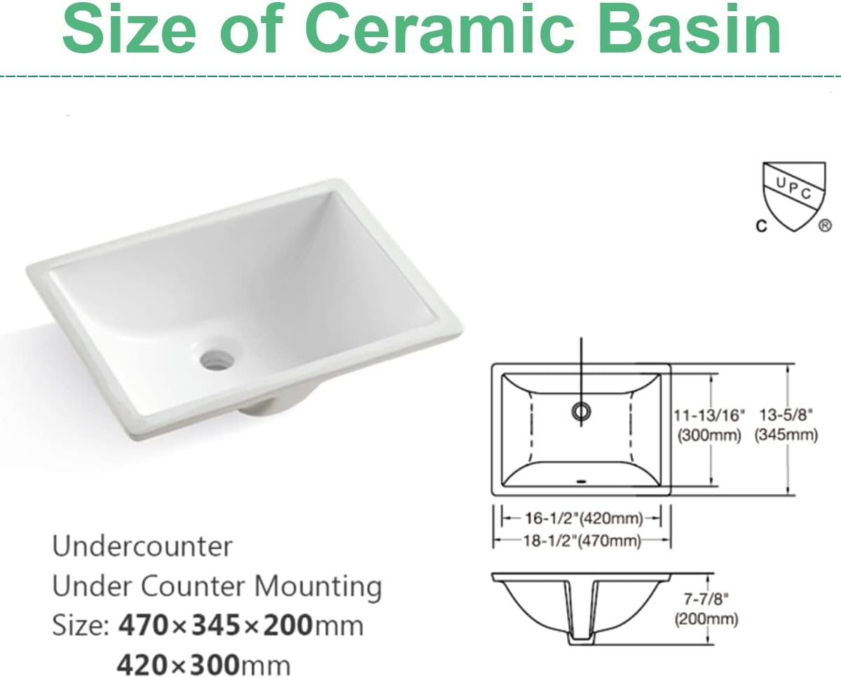 Marble White Stone Vanity Top - 1/3 Holes Vanity Sink Tops, Gorgeous Counter top with Ceramic Sink & Backsplash for Bathroom Kitchen, No Cabinet (31'-single hole)