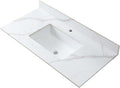 Wohh Marble Vanity Top, Bathroom Sink Countertop with Single Hole, Vanity Tops with Undermount Rectangular Ceramic Sink & Backsplash (43'' with 1 Faucet Hole)