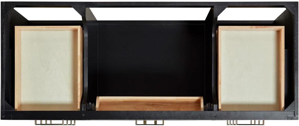 ARIEL Hepburn 54-inch Bathroom Vanity with Sink,Solid Wood, 1.5-inch Italian Carrara Marble Countertop & Backsplash, Single Oval Porcelain Sink, 2 Soft Closing Doors, 9 Dovetail Drawers, Black