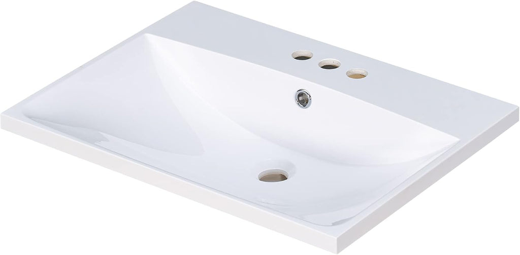 Harper & Bright Designs 24' Bathroom Vanity Top, Single Bathroom Vanity Top with Undermount Rectangular Middle Sink, Pre-Drilled 4 Inch Faucet Hole Vanity Top, (Faucet&Cabinet Not Included)