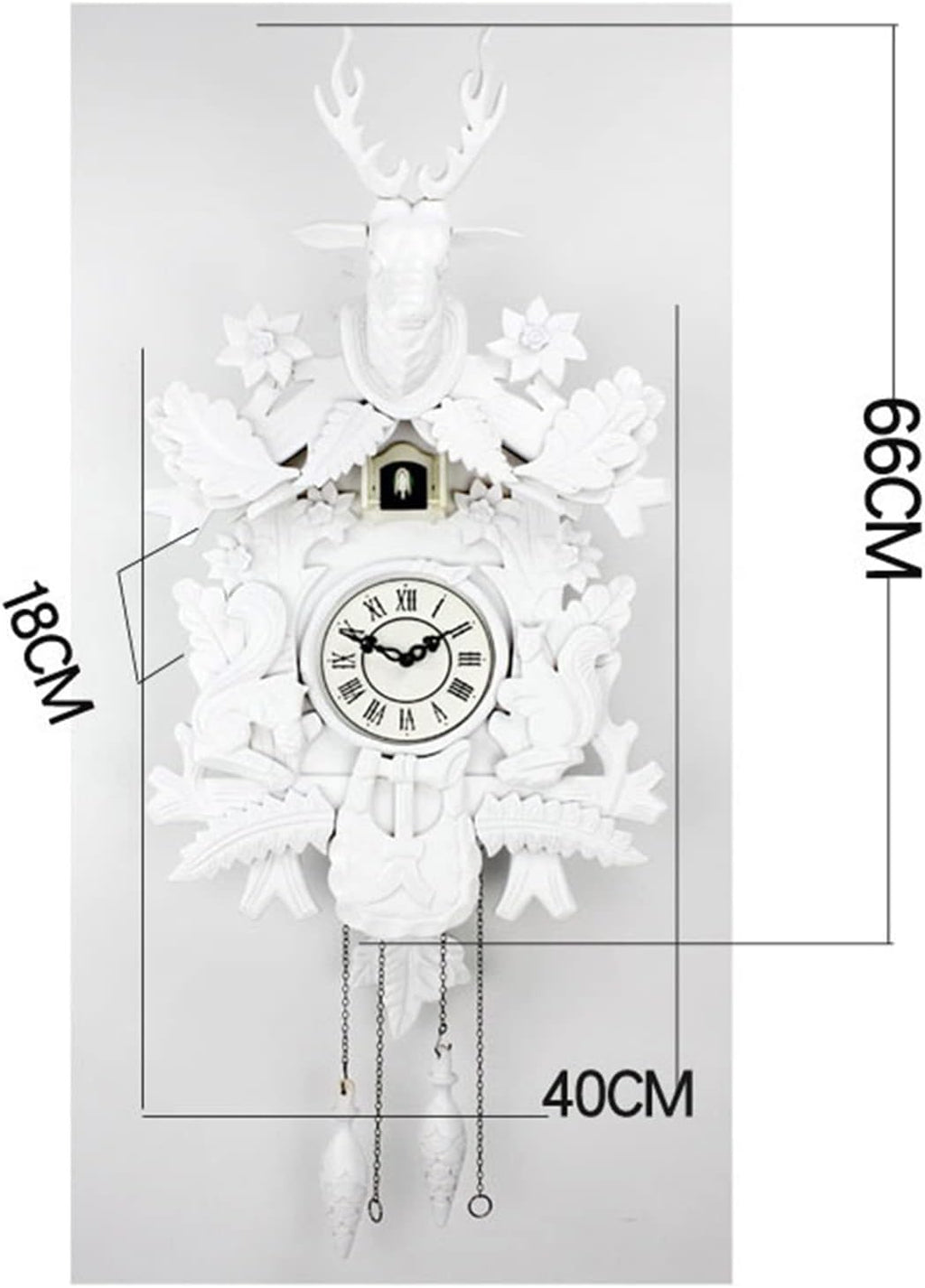 Cuckoo Clock,Wooden Wall Clock,Cuckoo Clock with Night Mode, Hand Carved Bird, Weights and Swinging Pendulum,for Home Decorate