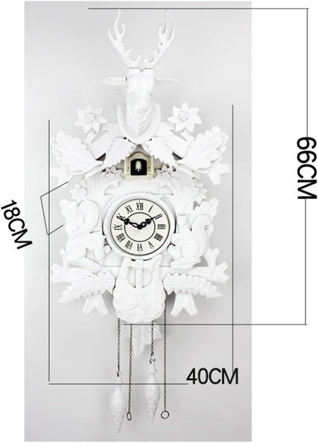Cuckoo Clock,Wooden Wall Clock,Cuckoo Clock with Night Mode, Hand Carved Bird, Weights and Swinging Pendulum,for Home Decorate