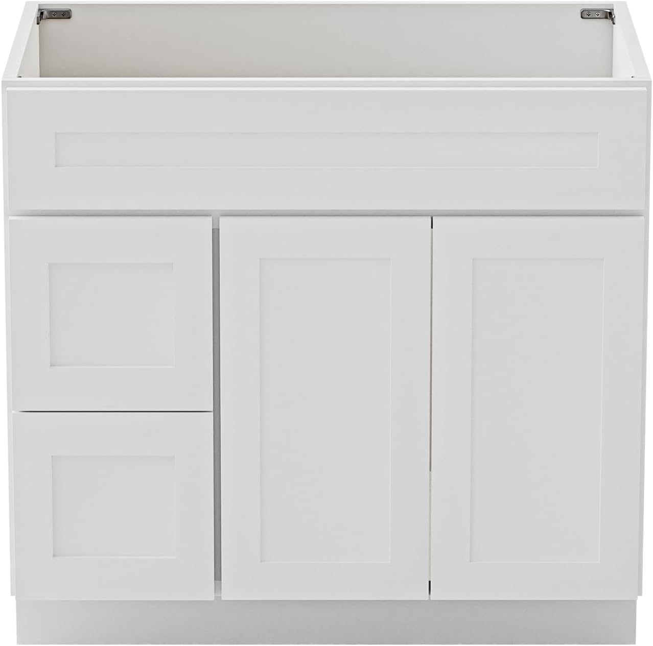 KitchenMan Bathroom Vanity 36 Inch Unassembled Bathroom Sink Cabinet with 2 Shaker Drawers and Vanity for Bathroom, White (Handles and Sink Basin Not Included)
