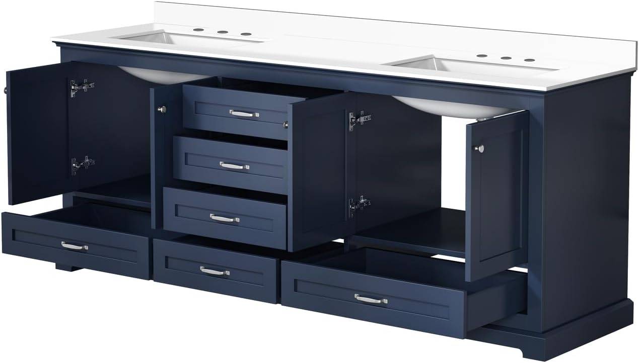 Dukes 80 in. W x 22 in. D Navy Blue Double Bath Vanity and Cultured Marble Top