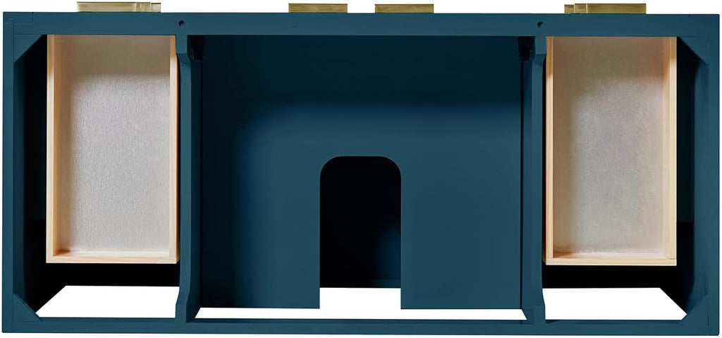 ARIEL Milan 48-inch Bathroom Vanity with Sink,Solid Wood, 1.5-inch Italian Carrara Marble Countertop, Single Rectangular Porcelain Sink, Soft Closing Doors, Dovetail Drawers, Vintage Blue
