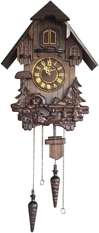 Wall Cuckoo Clocks Black Forest Wooden Cuckoo Clock. Black Forest Hand-Carved Cuckoo Clock. Bright Cuckoo Bird Sounds On The Hour and Chime Has Automatic Shut-Off. Excellent Gift.