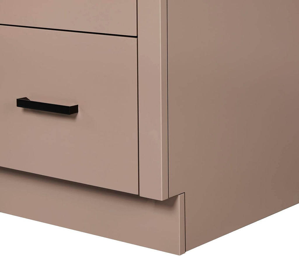 ARIEL Loren 48-inch Bathroom Vanity with Sink,Solid Wood, 1.5-inch Pure White Quartz Countertop, Single Rectangular Porcelain Sink, 2 Soft Closing Doors, 7 Dovetail Drawers, Mocha