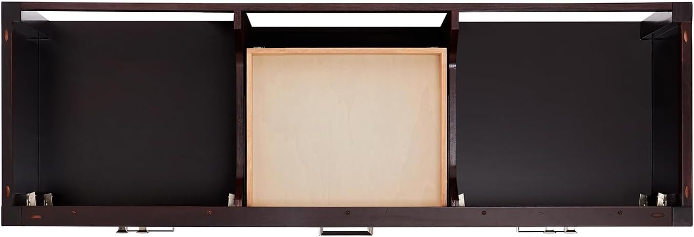 ARIEL Cambridge 66-inch Bathroom Vanity with Sink,Solid Wood, 1.5-inch Italian Carrara Marble Countertop & Backsplash, Double Oval Porcelain Sink, 4 Soft Closing Doors, 6 Dovetail Drawers, Espresso