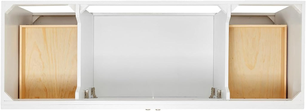 ARIEL Hamlet 60-inch Bathroom Vanity with Sink,Solid Wood, 1.5-inch Carrara White Quartz Countertop & Backsplash, Single Oval Porcelain Sink, 2 Soft Closing Doors, 4 Dovetail Drawers, White