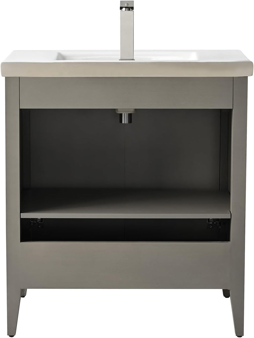 Vanity Art 30 inch Bathroom Vanity with Single Sink & Ceramic Top, Vanity Cabinet with Soft-Closing Door, Solid Wood Frame, Linear Pattern, Driftwood Gray, Golden Brushed Handware VA9130-DG-GB