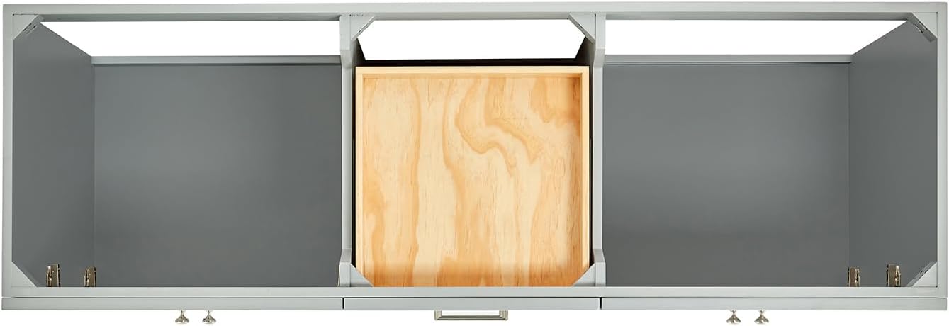 DKB Bradford 66' Grey Double Bathroom Vanity, 1.5' Edge Italian Carrara Marble Countertop, Double Oval Undermount Sinks, 2 Soft Closing Doors, 3 Dovetail Drawers, Brushed Nickel
