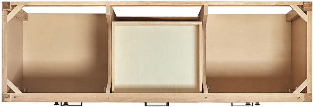 ARIEL Cambridge 66-inch Bathroom Vanity with Sink,Solid Wood, 1.5-inch Italian Carrara Marble Countertop, Double Oval Porcelain Sink, 4 Soft Closing Doors, 6 Dovetail Drawers, White Oak