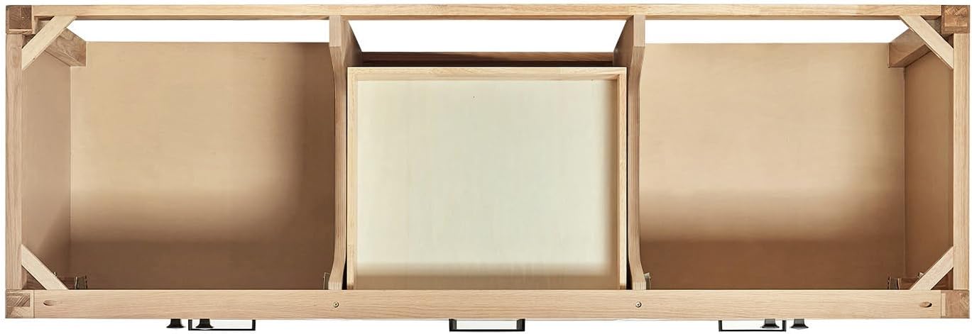 ARIEL Cambridge 66-inch Bathroom Vanity with Sink,Solid Wood, 1.5-inch Italian Carrara Marble Countertop, Double Oval Porcelain Sink, 4 Soft Closing Doors, 6 Dovetail Drawers, White Oak