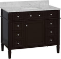 Kitchen Bath Collection Hailey 42-inch Bathroom Vanity (Carrara/Chocolate): Includes Chocolate Cabinet with Authentic Italian Carrara Marble Countertop and White Ceramic Sink