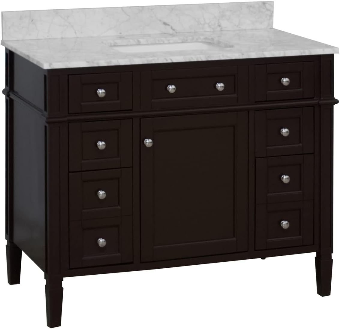 Kitchen Bath Collection Hailey 42-inch Bathroom Vanity (Carrara/Chocolate): Includes Chocolate Cabinet with Authentic Italian Carrara Marble Countertop and White Ceramic Sink