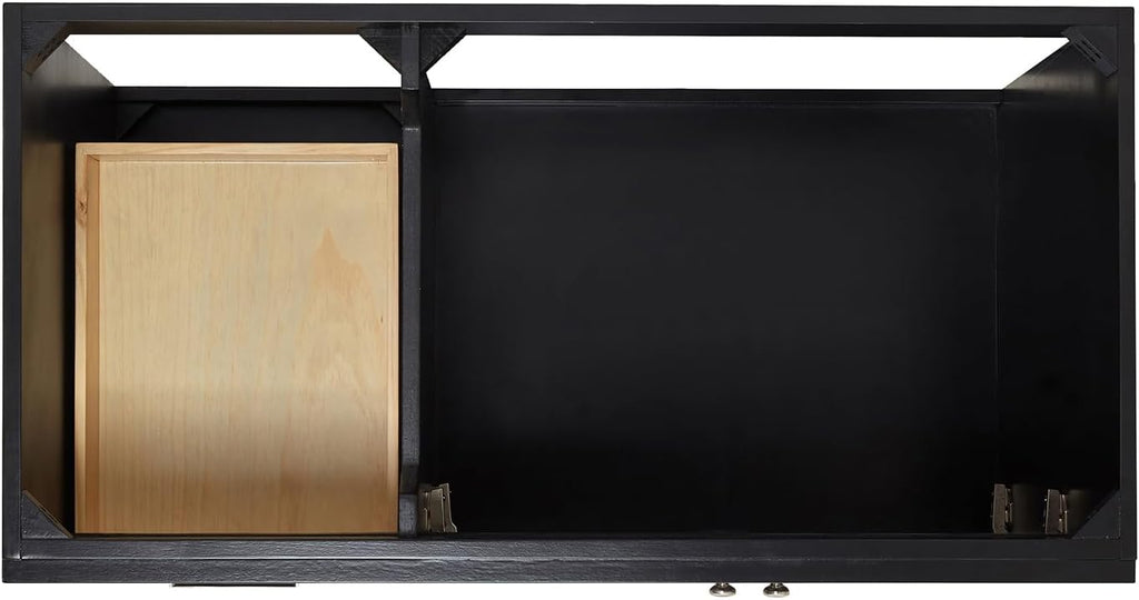 ARIEL Hamlet 42 in. Right Offset Oval Sink Bathroom Vanity with Carrara White Quartz Countertop 1.5 Edge in Black