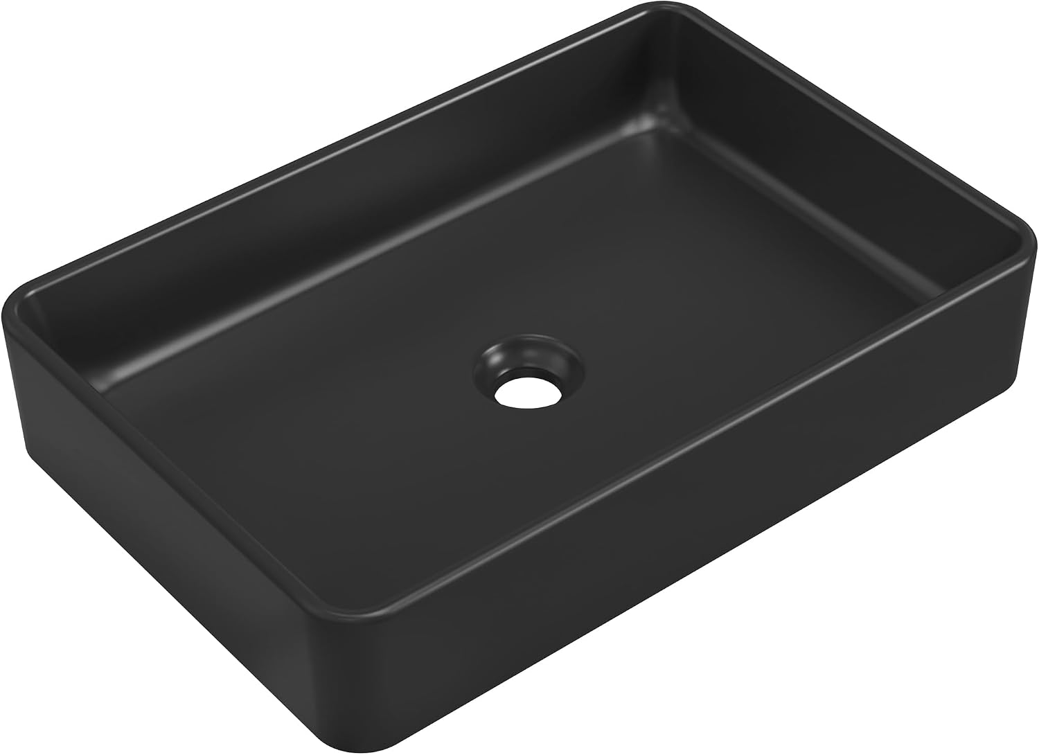KES Matte Black 20 Inch Bathroom Vessel Sink Above Counter Rectangular Countertop Sink for Cabinet Lavatory Vanity, Ceramic, BVS123S50-BK