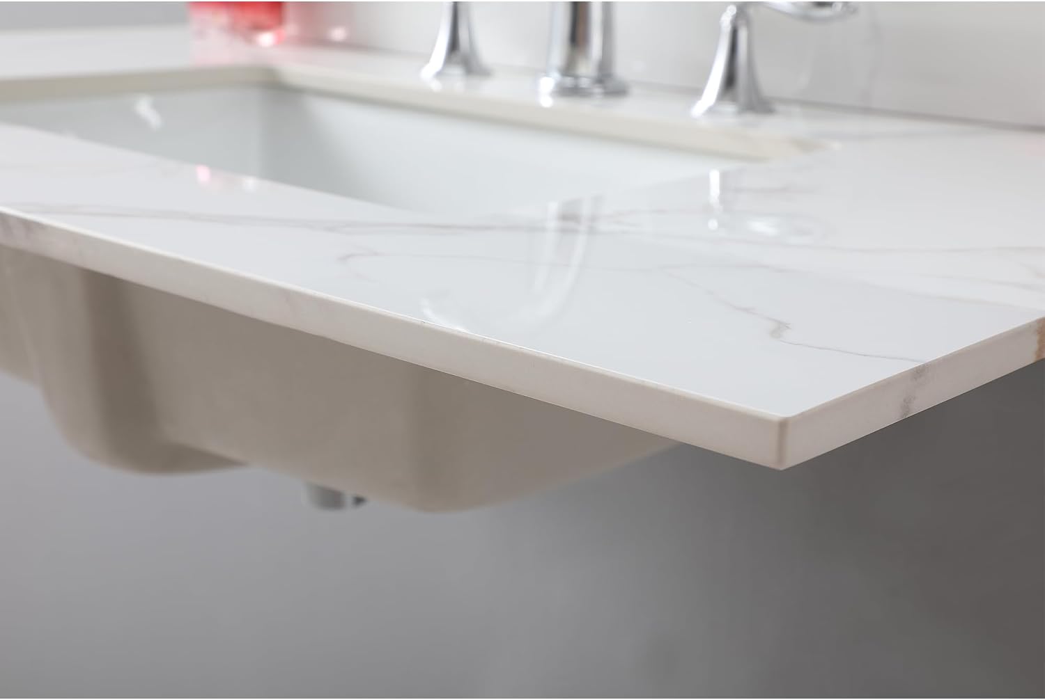 37 Inch Bathroom Vanity Top with Undermounted Large Ceramic Sink & Backsplash, Sintered Stone Artificial Marble Vanity Sink Tops with 3 hole, Carrara Gold