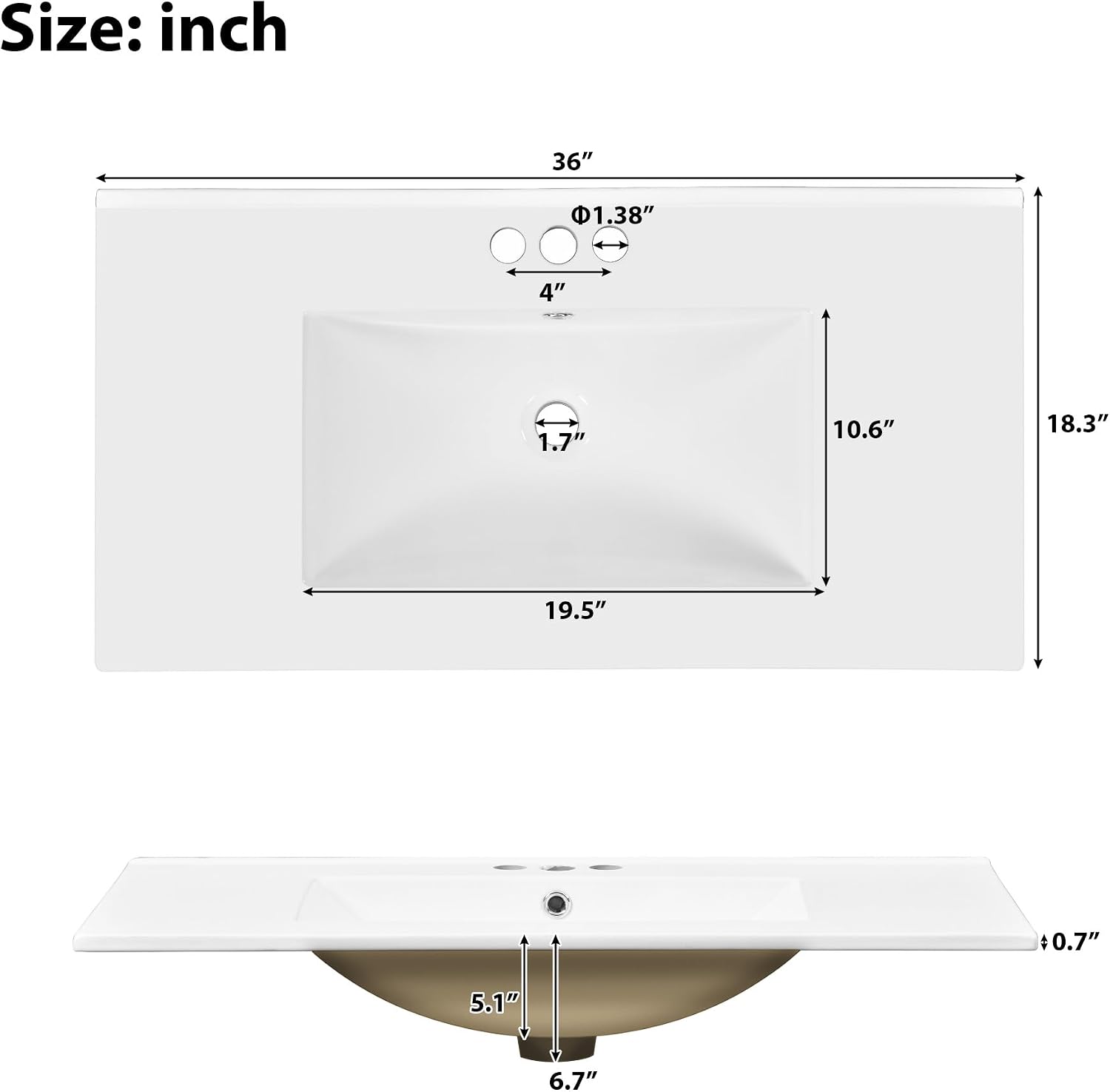 36' Bathroom Vanity with Ceramic Sink Countertop 1 Soft Close Doors 4 Drawers Adjustable Shelves Undermount Vanity with Storage (Green)