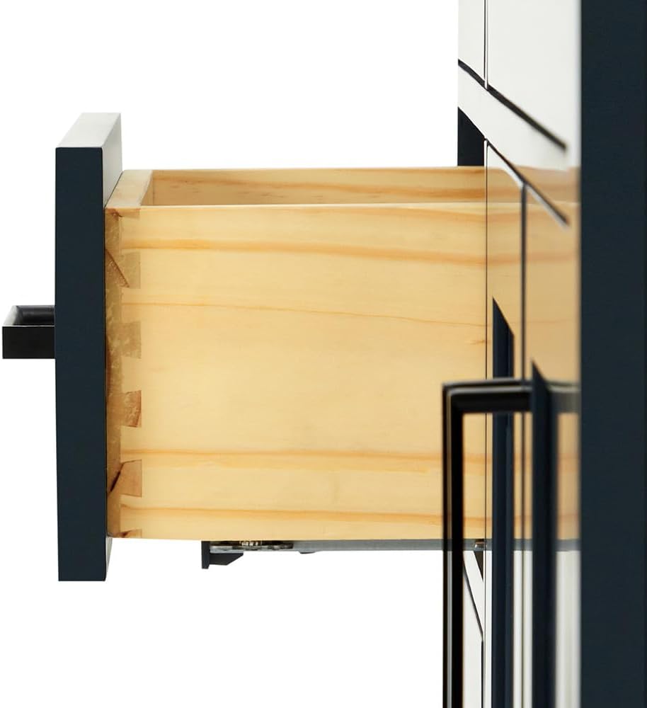 DKB Isabella 42' Midnight Blue Single Bathroom Vanity with Rectangular Undermount Sink, 1.5' Pure White Quartz Countertop, Solid Wood Frame, 2 Soft Closing Doors, 5 Full Extension Dovetail Drawers