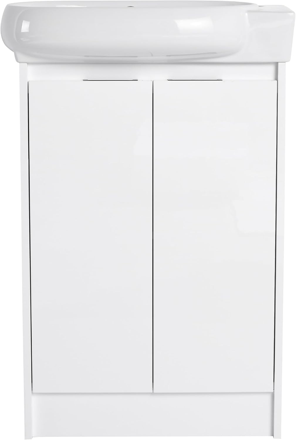 23' Small Bathroom Vanity with Sink, Freestanding Cabinet with Round Ceramic Basin, Soft Closing Doors, Adjustable Shelves, Modern Single Sink for Small Space, White