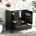Bellemave 30' Bathroom Vanity with Ceramic Sink & 3 Drawers, Bathroom Cabinet with Storage Shelves & Solid Wood Base, Freestanding Vanity Cabinet with Soft-Close Door with Organizer (Black/30)