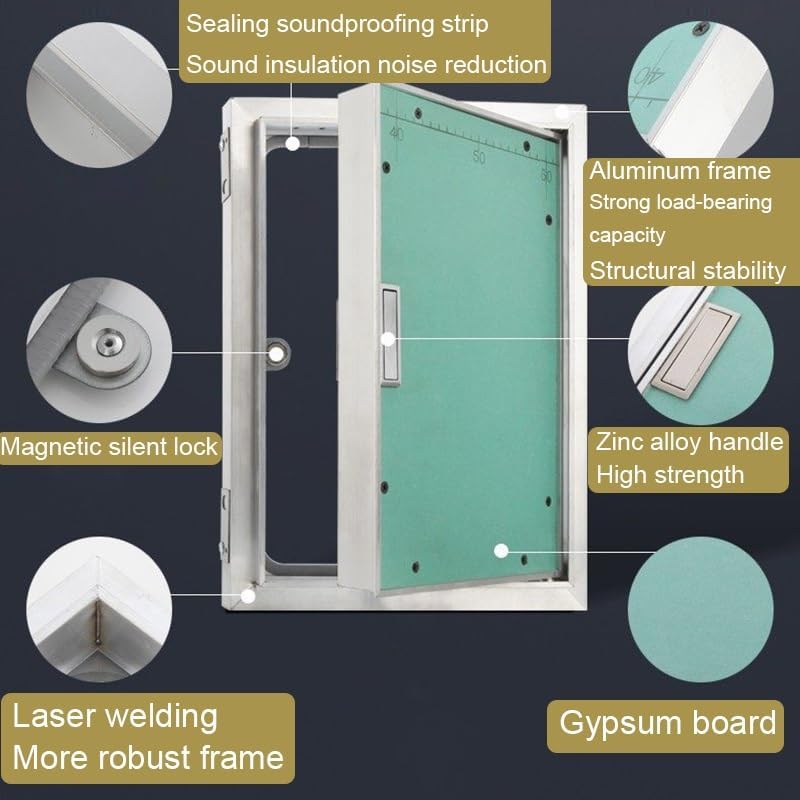 Wall Accesss Panel Door Cover, Electrical Inspection Panel, Hidden Drywall Accesss Faceplate for Interior Floor Passages Offices(Right Door,40x60cm)