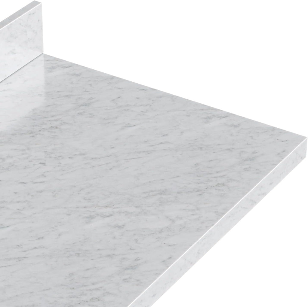 ARIEL Monroe 66-inch Bathroom Vanity with Sink,Solid Wood, 1.5-inch Italian Carrara Marble Countertop & Backsplash, Single Oval Porcelain Sink, 9 Dovetail Drawers, Midnight Blue
