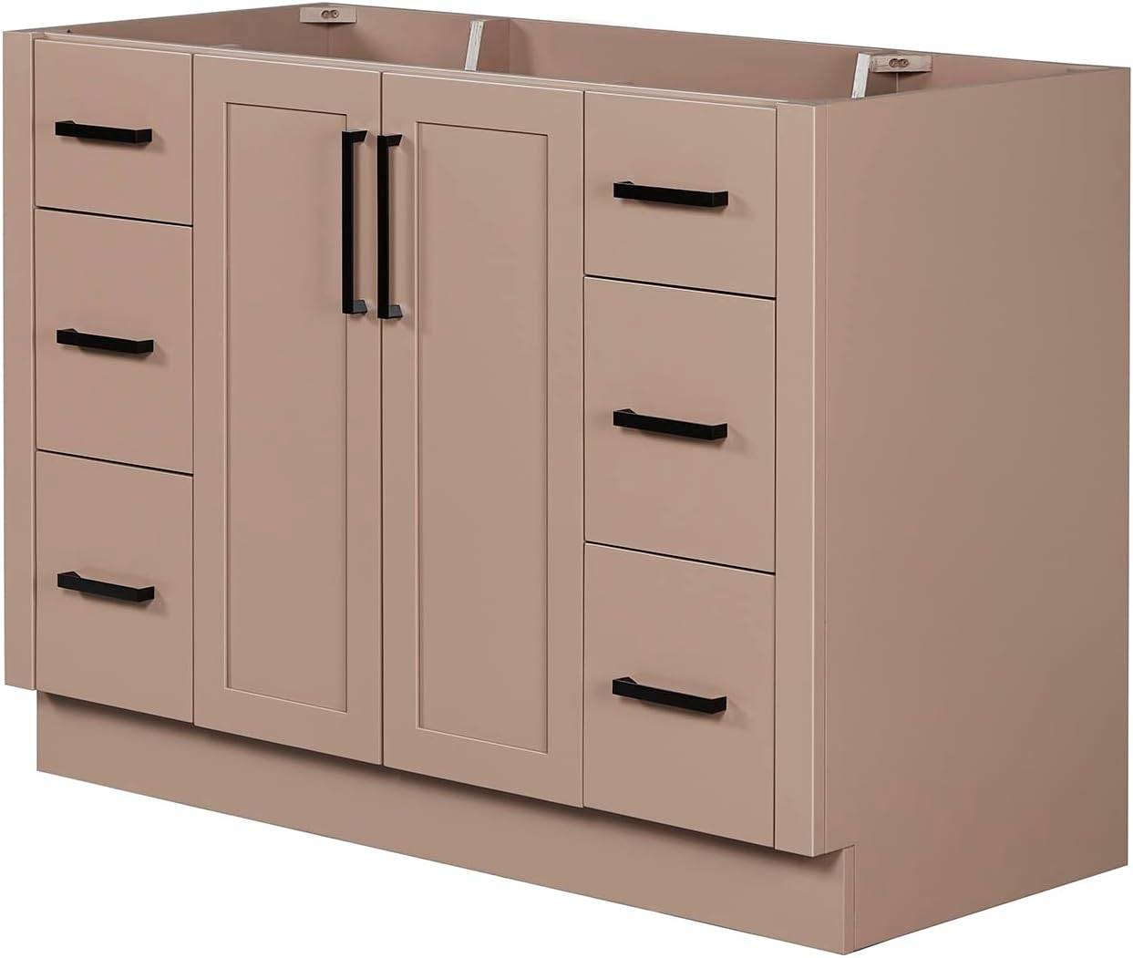ARIEL Loren 48-inch Bathroom Vanity with Sink,Solid Wood, 1.5-inch Pure White Quartz Countertop, Single Rectangular Porcelain Sink, 2 Soft Closing Doors, 7 Dovetail Drawers, Mocha