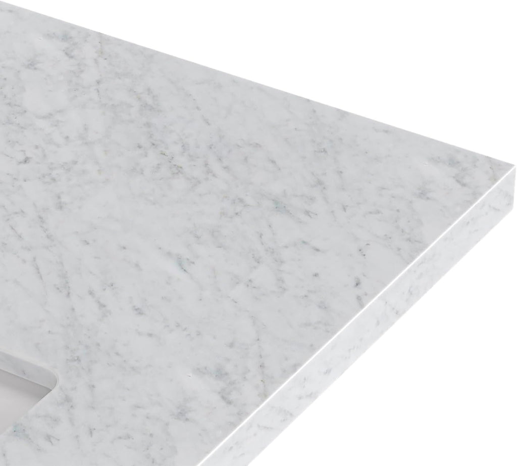 ARIEL Milan 48-inch Bathroom Vanity with Sink,Solid Wood, 1.5-inch Italian Carrara Marble Countertop, Single Rectangular Porcelain Sink, Soft Closing Doors, Dovetail Drawers, Vintage Blue