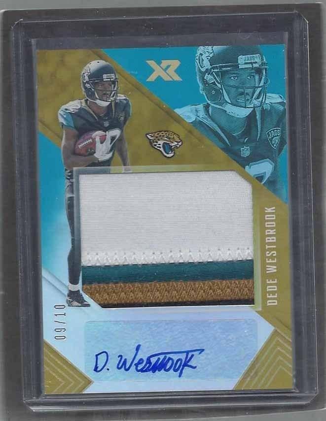 Dede Westbrook 2017 Panini Xr Jumbo Jaguars Rookie 4 Color Patch Auto Rc #d 9/10 - Football Slabbed Autographed Rookie Cards