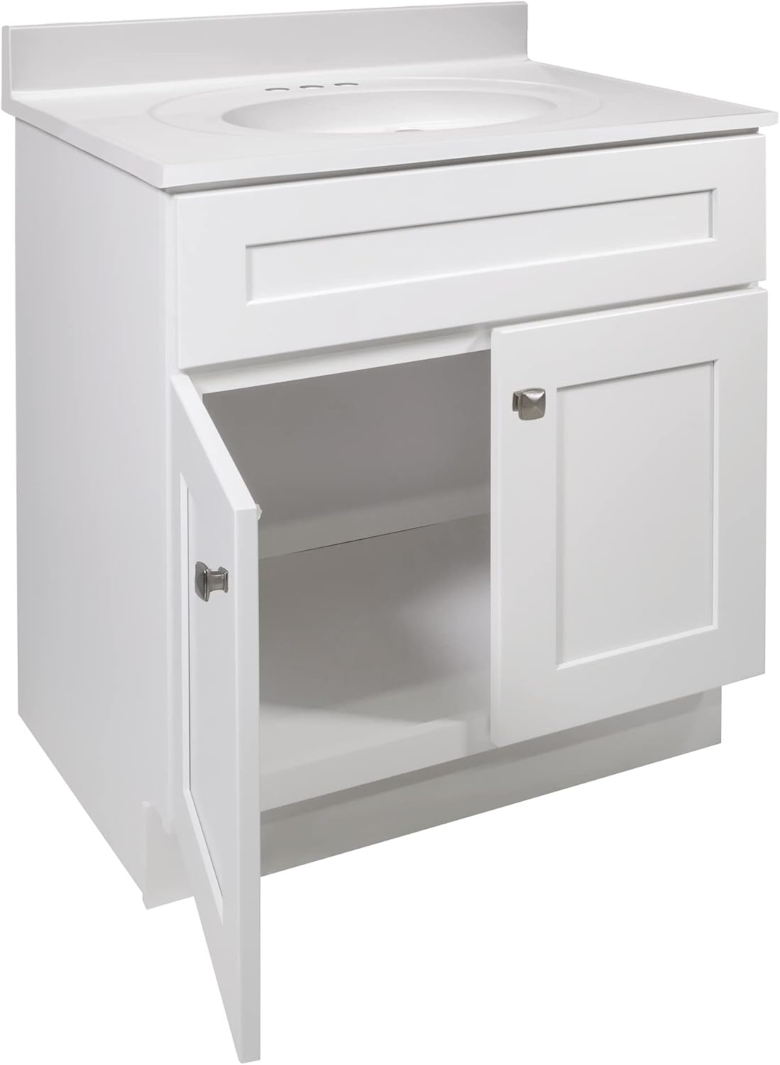Design House Brookings 31 Inch Bathroom Vanity with Cultured Marble Vanity Top - Unassembled Bathroom Vanity with Sink, White