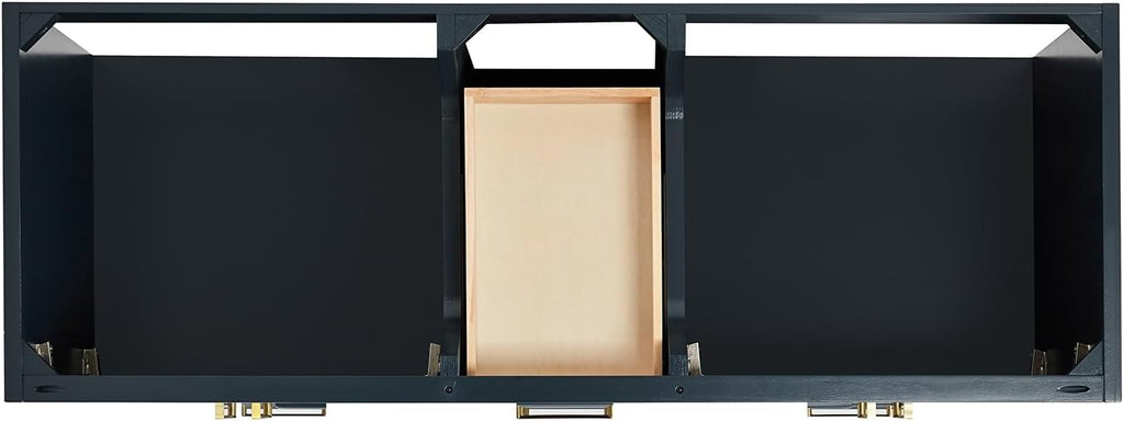 ARIEL Stafford 60-inch Bathroom Vanity with Sink,Solid Wood, 1.5-inch Italian Carrara Marble Countertop, Double Oval Porcelain Sink, 4 Soft Closing Doors, 6 Dovetail Drawers, Midnight Blue