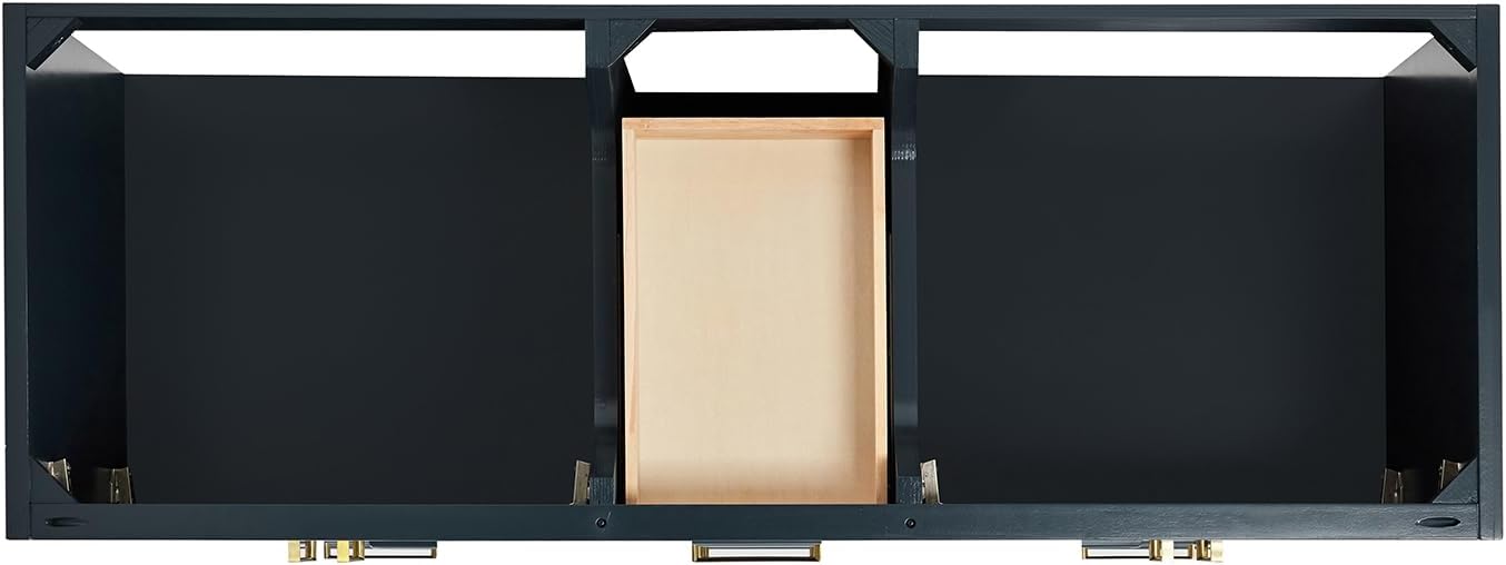 ARIEL Stafford 60-inch Bathroom Vanity with Sink,Solid Wood, 1.5-inch Italian Carrara Marble Countertop, Double Oval Porcelain Sink, 4 Soft Closing Doors, 6 Dovetail Drawers, Midnight Blue