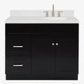 ARIEL Hamlet 42 in. Right Offset Oval Sink Bathroom Vanity with Carrara White Quartz Countertop 1.5 Edge in Black