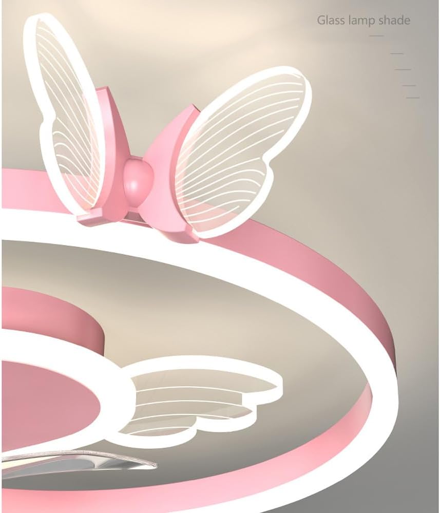 Butterfly Ceiling Fan with Light Pink Ceiling Fan with Lights for Girls Room Heart Dimmable LED Fan Light with Remote Control Kids Ceiling Fan for Bedroom, 6 Speed Reversible Fan