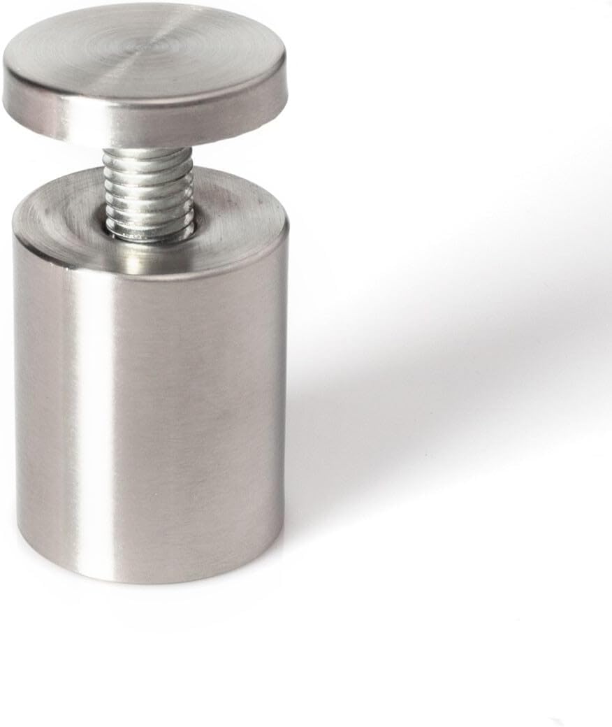 Stainless Steel Standoff 1-1/4 Inch Diameter x 1-1/2 Inch Barrel Length Brushed Finish for PVC, Glass and Acrylic Sign Stand Off Wall Anchors and Screws 48 Piece Small Store Pack