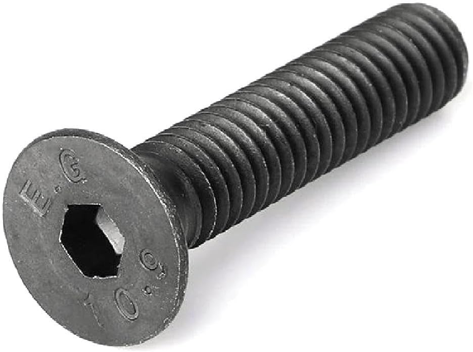 Long Socket Screws 10Pcs Flat Bolt Standard Black Alloy Steel Hexagon Socket Countersunk Head Screw, 10pcs, (3-16) - 24x1((3-4) - 10x2)