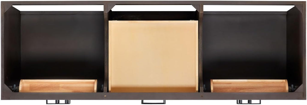 ARIEL Hepburn 66-inch Bathroom Vanity with Sink,Solid Wood, 1.5-inch Italian Carrara Marble Countertop, Double Rectangular Porcelain Sink, 4 Soft Closing Doors, 6 Dovetail Drawers, Brown Oak