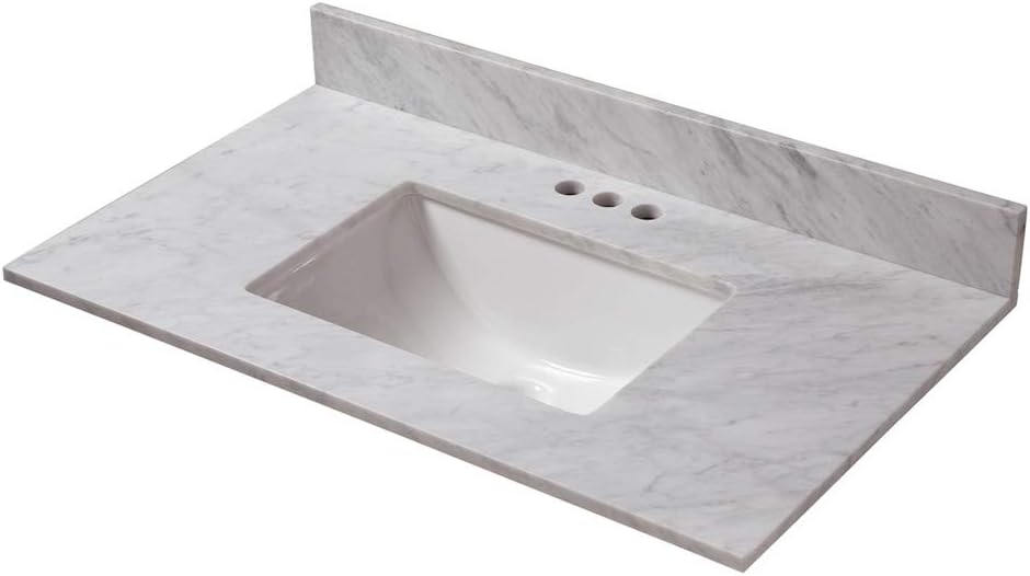 Cahaba 31 in. x 19 in. Carrara Marble Vanity Top & 4 in. Spread