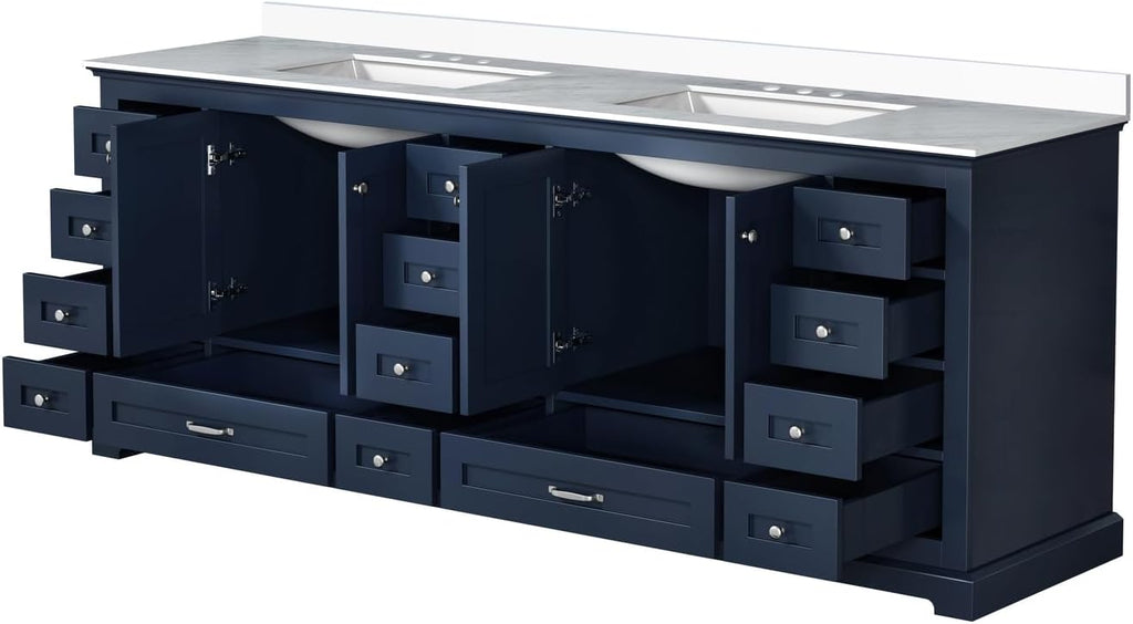 Dukes 84 in. W x 22 in. D Navy Blue Double Bath Vanity and Cultured Marble Top