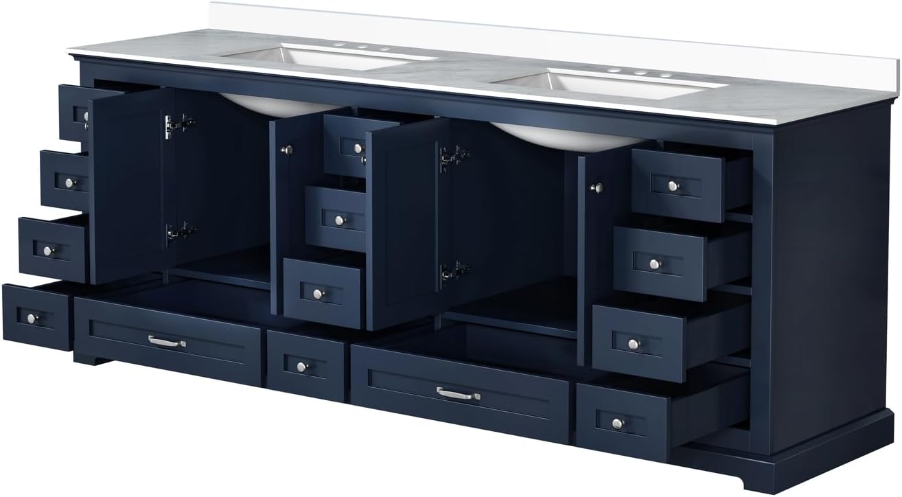Dukes 84 in. W x 22 in. D Navy Blue Double Bath Vanity and Cultured Marble Top
