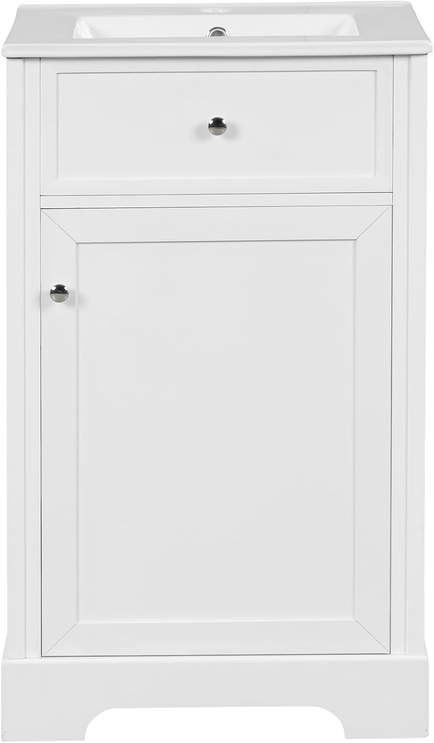 VilroCaz Modern 20' Bathroom Vanity with Sink, Freestanding Bathroom Cabinet with Soft Closing Door, Storage Rack and Adjustable Shelve (White-10.8)