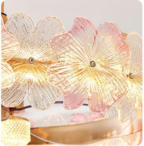 Ceiling Fan with Light Remote - Reversible Dimmable LED Pink Crystal Flower Fan for Girls Bedroom, Living Room, Nursery - 360° Rotating Kid-Friendly Design