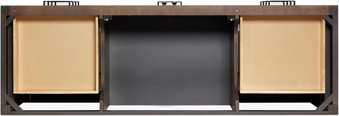 ARIEL Cambridge 66-inch Bathroom Vanity with Sink,Solid Wood, 1.5-inch Carrara White Quartz Countertop & Backsplash, Single Oval Porcelain Sink, 2 Soft Closing Doors, 9 Dovetail Drawers, Brown Oak
