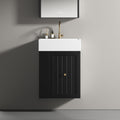20' Floationg Wall-Mounted Bathroom Vanity with Ceramic Sink, Adjustable Shelf, Toilet Paper Holder, Modern Style, Drawer with Striped Design, Black
