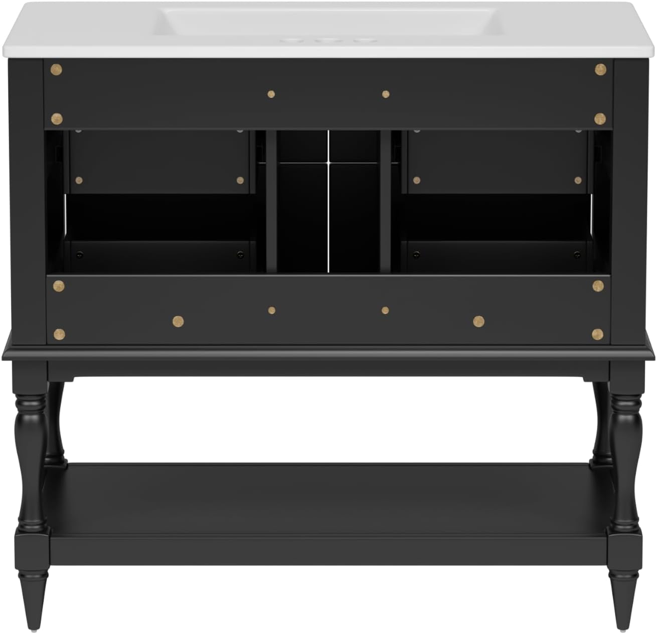 Virubi 36'' Bathroom Vanity with Single Sink, Freestanding Sink Cabinet with 4 Drawers and Open Shelf, Solid Wood Frame Bathroom Storage Cabinet