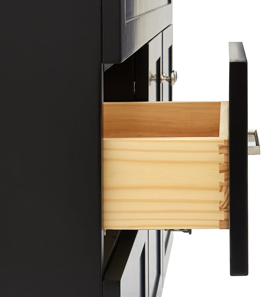DKB Bradford 42' Black Single Bathroom Vanity with Sink, 1.5' Pure White Quartz Countertop, Rectangular Undermount Sink, Solid Wood Frame, 2 Soft-Closing Doors, 2 Dovetail Drawers